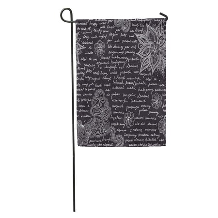 SIDONKU Abstract Vintage Endless Text Words and Letters Chalk on Grey Garden Flag Decorative Flag House Banner 12x18 inch