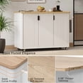 thumbnail image 6 of AVAXA 51" Fluted Kitchen Island with Drop Leaf, Farmhouse Accent Kitchen Island on Wheels with Internal Storage Rack, Rolling Kitchen Cart with Towel Rack for Kitchen, Dining Room, White Ash, 6 of 23