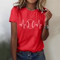 thumbnail image 4 of adviicd Hauts à Manches Courtes pour Femmes T-Shirts à Manches Courtes Col Rond Déchiré Découpé Été Décontracté Basique Rouge,P, 4 of 5