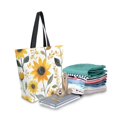 thumbnail image 2 of FORMRS Womens Canvas Tote Bag with Zipper Inner Pocket Shoulder Handbag, White Watercolor Sunflowers, 2 of 7