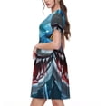 thumbnail image 2 of Honeii Cartoon Cute Shark Print Women’s Short Sleeve Dress, Comfortable Casual Dress, Soft Polyester Spandex Blend, Stylish Everyday Wear for Summer, Perfect for Travel and Vacation, 2 of 6