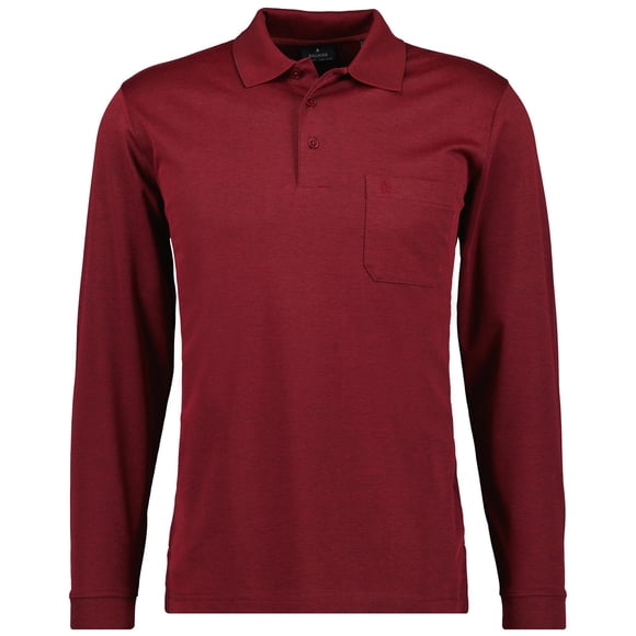 RAGMAN Polo de manga larga para hombre - Soft Knit Polo Polo con botones de manga larga, mezcla de algodón, botones delanteros, fácil de cuidar Rojo XL (X-Large)