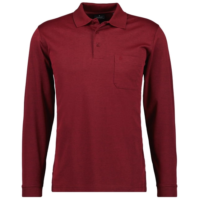 RAGMAN Polo de manga larga para hombre - Soft Knit Polo Polo con botones de manga larga, mezcla de algodón, botones delanteros, fácil de cuidar Rojo 2XL (XX-Large)