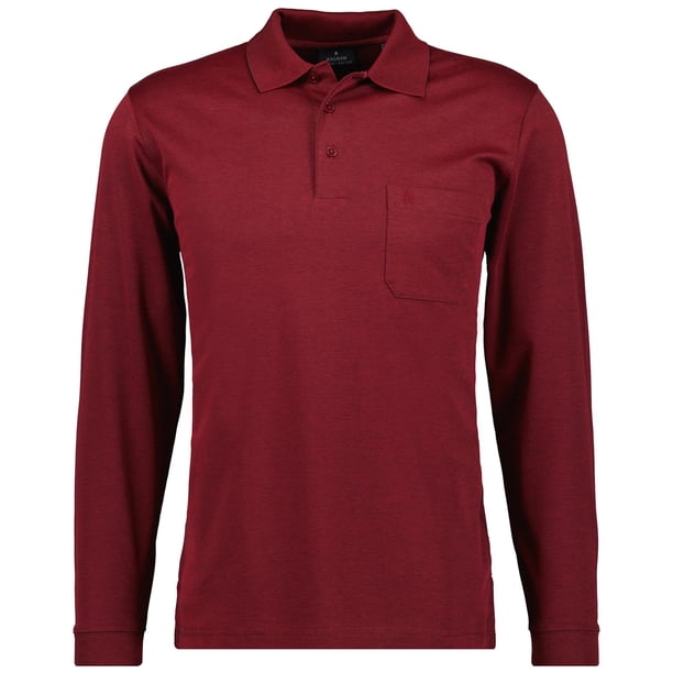 RAGMAN Polo de manga larga para hombre - Soft Knit Polo Polo con botones de manga larga, mezcla de algodón, botones delanteros, fácil de cuidar Rojo 8XL (XXXXXXXX-Large)