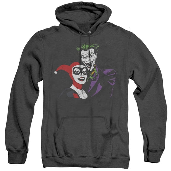 Batman Joker & Harley Adult Heather Hoodie Sweatshirt Black