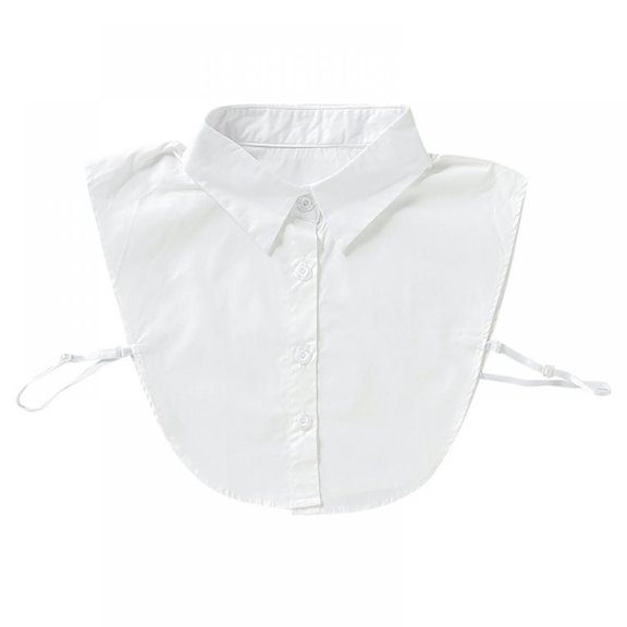 Detachable Lapel Half Shirt Chiffon Elegant Fake Collar Stylish Blouse False Neck for Women, White