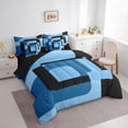 thumbnail image 3 of Homewish Blue Black Square 7pcs Bedding Comforter Set,Geometric Desgin Queen Bedding Sets,Modern Art Queen Sheet Sets For Adults,Luxury Bedroom Decor Reversible, 3 of 8