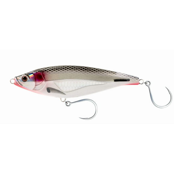 Nomad Design Madscad 115 Sinking SW Twitchbait - Ideal for Snook, Striped Bass - BKK Diablo 5X Singles 3/0 Hooks, 4-1/2 inch - 1-1/2 oz, Bleeding Mullet