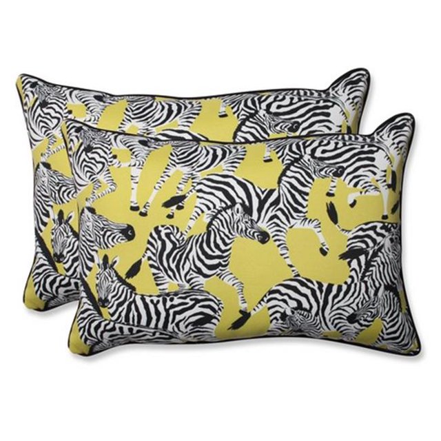 Pillow Perfect 593777 Indoor-Outdoor Herd Together Wasabi Over-Sized Rectangular Throw Pillow, Yellow - Set of 2