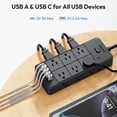 thumbnail image 5 of Cable de extensión de protección contra sobretensiones, NTONPOWER 4000J Regleta de protección contra sobretensiones con 12 salidas y 4 puertos USB (2USB C), extensor de salida de 3 lados, cable de ext, 5 of 5