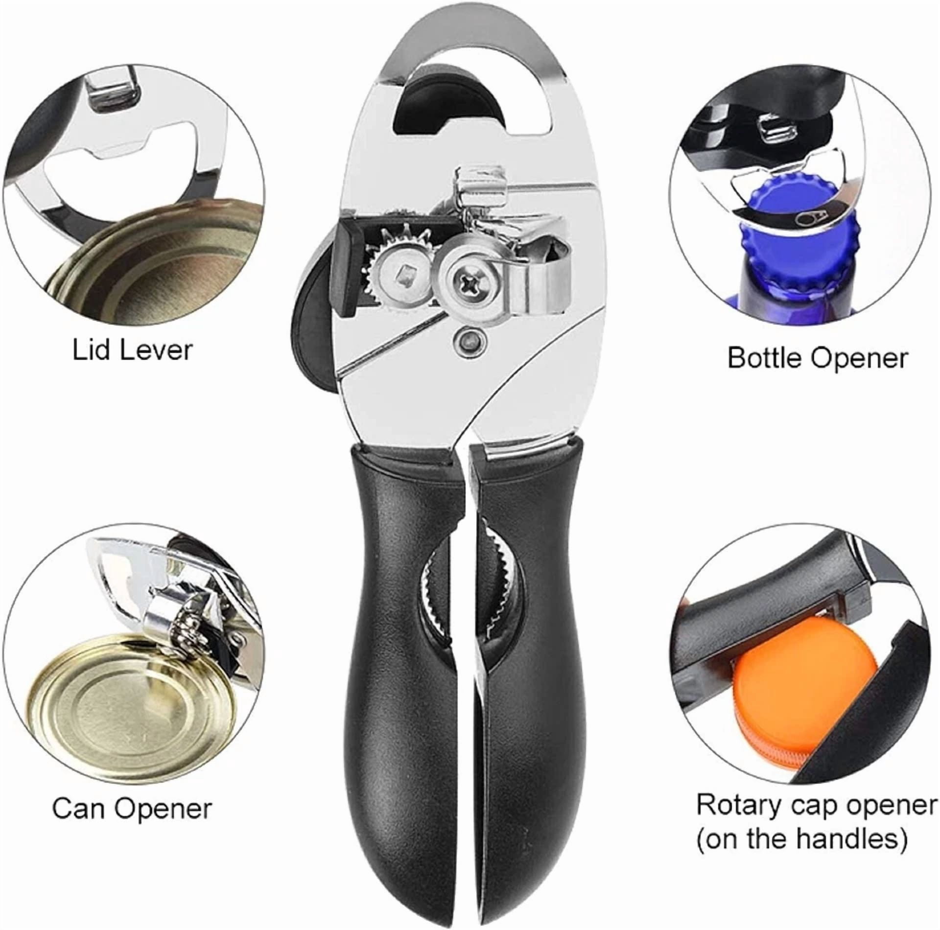 CRESTIN- Can Opener - 4 In 1 Stainless Steel, Manual Easy Bottle Openers With Ultra Sharp