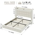 thumbnail image 3 of Homfa Full Size Floating Bed with RGB LED Lights Charging Station, Velvet Upholstered Platform Bed with Storage Headboard, Off-White, 3 of 7