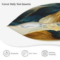 thumbnail image 5 of Haiem Golden Blue Leaf Design Print Velvet Soft Solid Decorative Square Throw Pillow Covers Set with Elegant Piping Christmas Cushion Case for Sofa Bedroom Car-16"x16", 5 of 8