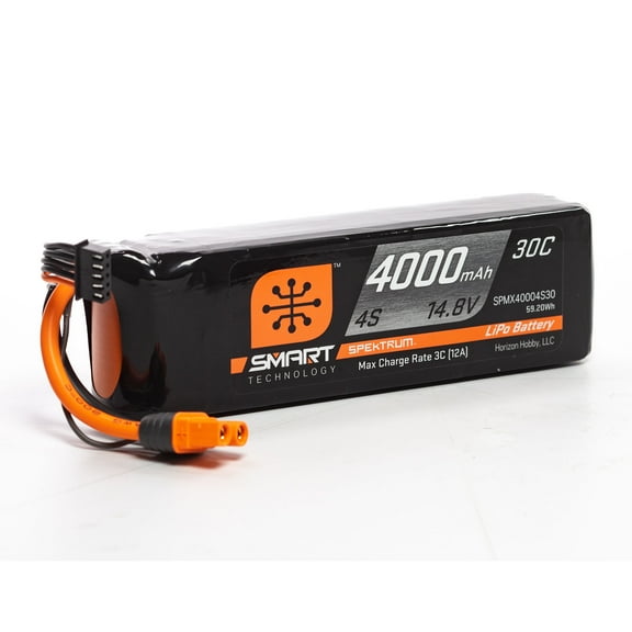 Spektrum X40004S30 4000mAh 4S 14.8V Smart LiPo Battery 30C; IC3