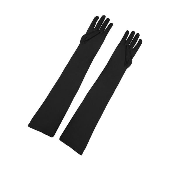 INSPIRAR CHIC Guantes Largos para Mujeres Guantes de Ópera Elegantes de los Años 1920 para Fiesta de Noche Mitones de Dedos Completos Color Negro Mate Talla Única