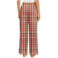 thumbnail image 4 of Aboser Christmas Pajama Pants Women Plus Size Holiday Buttoms Fashion Red and Green Plaid Pajamas Pants Cozy Wide Leg Sleepwear Soft Elastic Waisted Lounge Pants with Pockets, 4 of 7