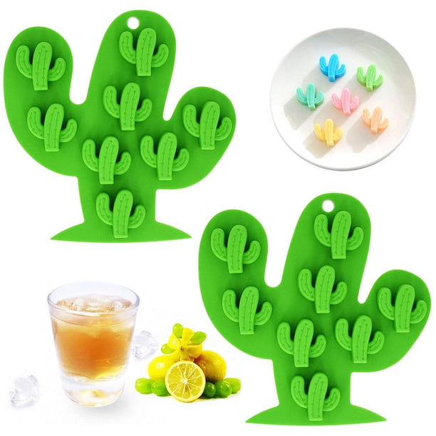 2 uds Mini bandeja para cubitos de hielo de Cactus, juego de moldes de silicona para Chocolate, dulces, pasteles, magdalenas, jabón, hornear, gelatina, galletas, crayón de cera