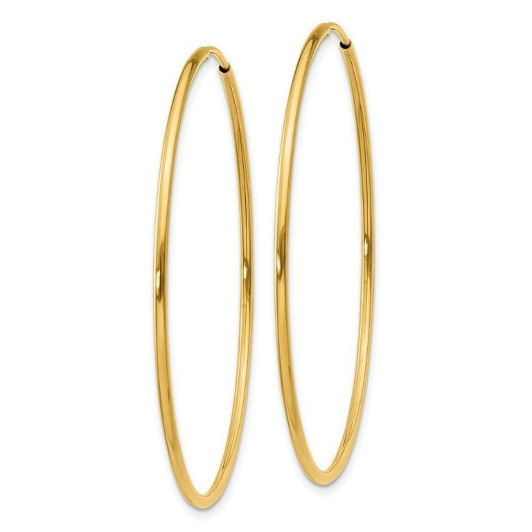 14k Yellow Gold 1.25mm Endless Hoop Earrings - 1.2 Grams