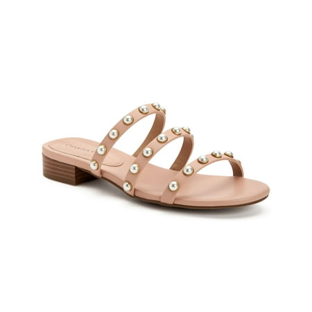 

CHARTER CLUB Womens Pink Imitation Pearls Soraya Almond Toe Block Heel Slip On Sandals Shoes 10 M