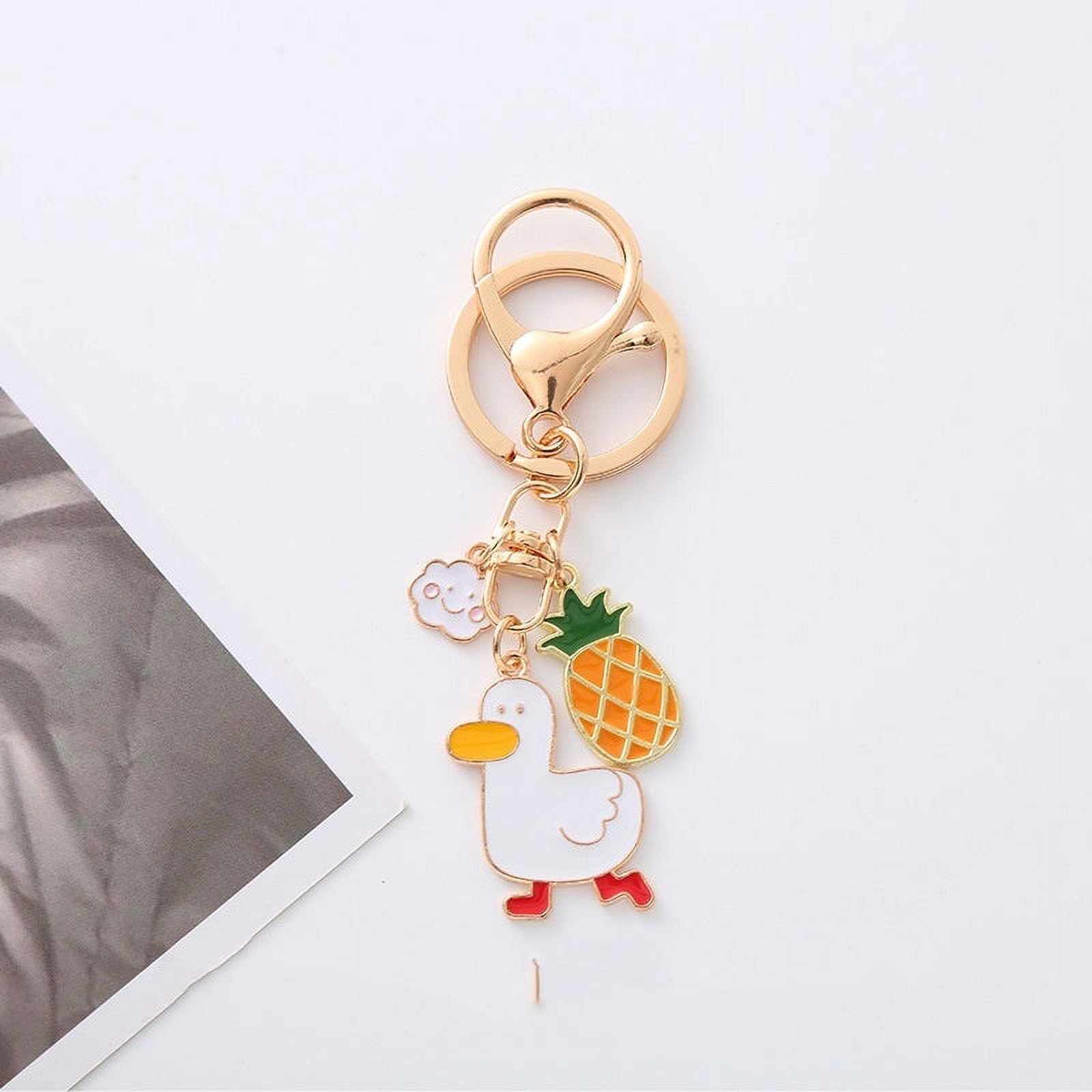Pineapple Fried Egg Duck Car Key Ring
