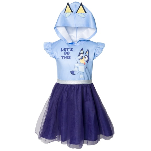 Bluey Toddler Girls' Cosplay Hooded Dress Blue Purple