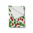 thumbnail image 2 of Fruits Soft Flannel Fleece Blanket, Summer Vibes with Strawberry Branch Garden Leaf Nature Joyful Season Print, Cozy Plush for Indoor and Outdoor Use, 50" x 70", Red Fern Green White, by Ambesonne, 2 of 6