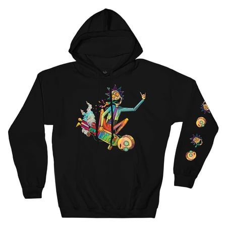 Rick and Morty Psychedelic Rick Skateboarding Morty Pullover Hoodie, Small