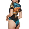 thumbnail image 2 of Balery Colorful Flower Sea Turtle Body de cuello redondo de manga corta para mujer Tops de manga corta Tops básicos-Medium, 2 of 7