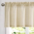 thumbnail image 1 of Valance Curtain Linen Textured Striped Window Curtain for Living Room Light Filtering Ticking Stripe Farmhouse Valance for Kitchen Rod Pocket 1 Panel 16 Inch Beige 1 Panel, 1 of 7