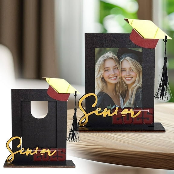 SUSHANG 2025 Graduation Memory Photo Frame, Engraved Wooden Keepsake Display Graduation Party Decoration - Perfect for School Yearbook Senior Pictures & Office Desk Decor