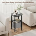 thumbnail image 5 of Small Round Side Table End Table, Tall Accent Table with Storage Basket, Set of 2 Half Round Tables Half Moon Tables, Coffee Bedside Tables, Modern Nightstand for Living Room Bedroom, 5 of 9