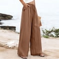 thumbnail image 4 of WULMLEO Wide Leg Pant for Women Casual Loung Palazzo Pants High Waist with Pockets Stretchy Business Casual Trousers for Work Khaki 2XL, 4 of 6