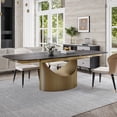 thumbnail image 4 of POVISON 71"-95"Extendable Hobart Modern Dining Table For 6-10, Black Rectangular Matte Sintered Stone Tabletop, Bronze Carbon Steel Leg, 4 of 8