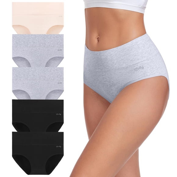 Calzoncillos Coskefy de algodón de talle alto para mujer, paquete de 5