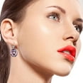 thumbnail image 3 of Galaxy Gold 14K White Gold Leverback Earrings with Checkerboard Cut Round Amethyst, 3 of 3