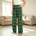thumbnail image 5 of YUANxueke Plaid Pants for Girls Boys Elastic Waist Straight Leg Comfy Pants with Pockets,Army Green,4-5 Years, 5 of 6