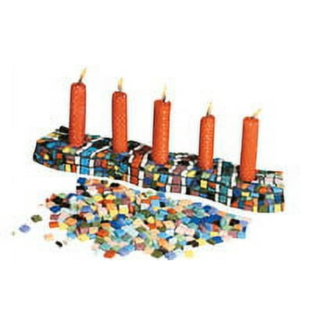 Jennifer's Mosaics Square Glass Mosaic Tiles, 3/8 Inch, Assorted Colors, 3 Pounds