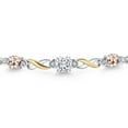 thumbnail image 3 of Gem Stone King 925 Silver and 10K Yellow Gold White Moissanite and Peach Morganite and White Lab Grown Diamond Bracelet for Women | 2.33 Cttw | Gemstone | Asscher Cut 6MM | Fully Adjustable 9 inch, 3 of 5