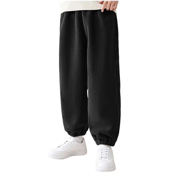 Gaxelrn Kids and Boys Corduroy Pants, Pull-On Elastic Waist Joggers with Side Pockets, Tapered Casual School Pants, Ages 1-12,Size 5-6 T