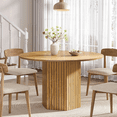 thumbnail image 5 of Tribesigns Round Dining Table, 47-Inch Wood Kitchen Table for 4-6 People, Modern Dinner Table with Wood Strip Base for Living Room, Home, Apartment, Light Brown, 5 of 7