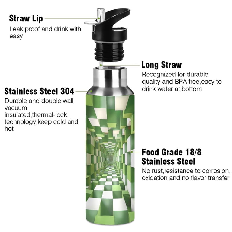 ALAZA Geometric Illusion Water Bottle Insulated Flask Stainless Steel Straw  Lid 20 oz - Walmart.com
