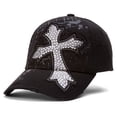 thumbnail image 2 of Gorra de béisbol ajustable CHL de la cruz con cuentas Negro Sombrero de cadete, 2 of 2