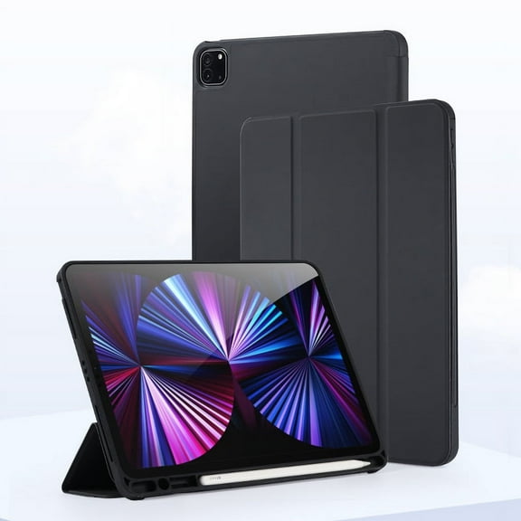 Case Auto Sleep/Wake Stand Case Slim Lightweight Soft TPU Frosted Back Smart Cover with Pencil Holder for iPad Air 1st/5th/6th Generation/iPad Pro 9.7/iPad Air 2 (Black)