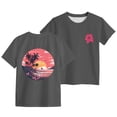 thumbnail image 2 of YDFCWXW Oversized Graphic Floral T Shirts for Teens Girls Loose Tees Preppy Clothes Casual Vintage Tops (Dark Gray, 160), 2 of 7