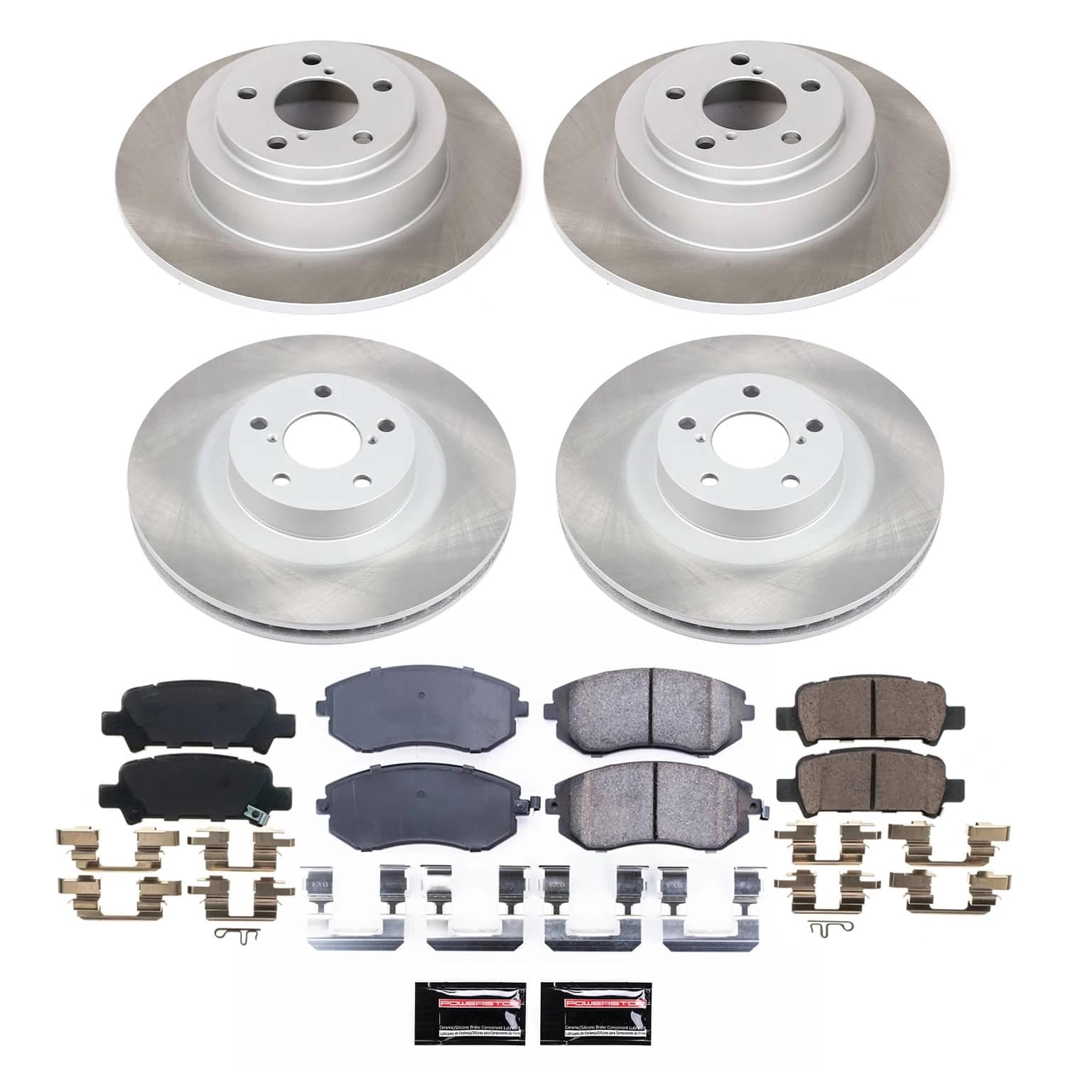 PowerStop Front and Rear Semi-Coated Rotor and Low-Dust Ceramic Brake Pad Kit SC2751