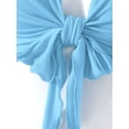 thumbnail image 7 of Alvivi Women Tribal Belly Dance Yoga Costume Wrap Top 3/4 Sleeve Lace-up Crop Top Sky Blue One Size, 7 of 7