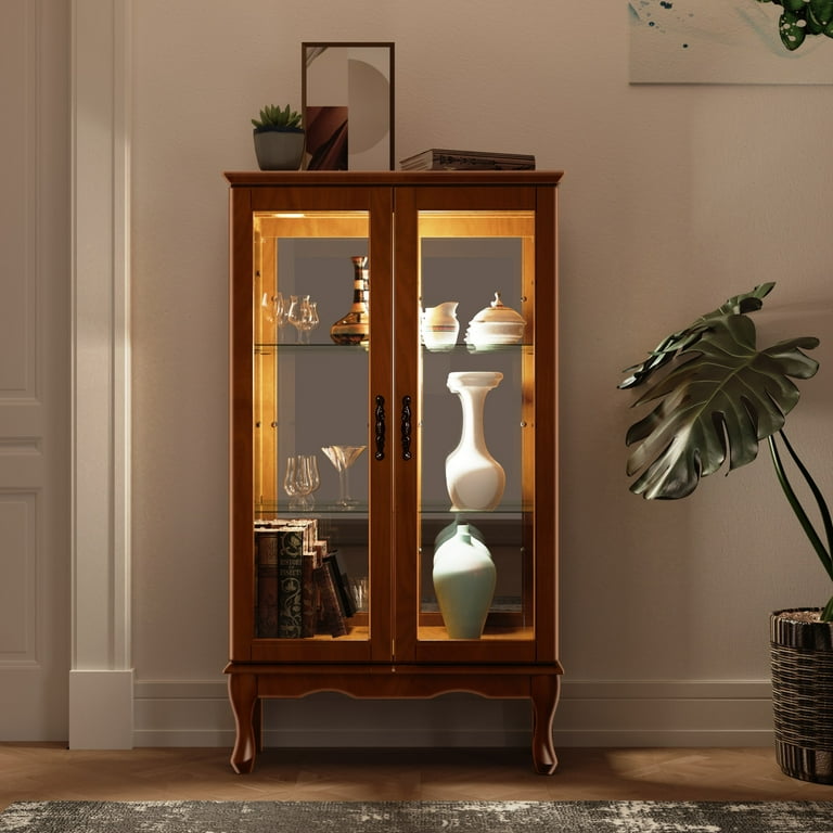 Lighted wall sale mounted curio cabinet