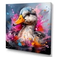 thumbnail image 2 of Designart "Neon Colors at the Duck Pond" Animals Wall Art - Modern Grey Duck Hallway Wall Art Decor, 2 of 6
