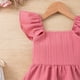 thumbnail image 5 of Conjunto de camiseta sin mangas con cuello redondo para niña, vestido sin mangas con botones finos para niña, falda francesa ceñida con cintura fruncida y volantes, conjunto de poliéster para niña, 5 of 8