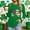 A1180 Green, variant on St. Patrick's Day T-Shirt for Women American Flag Shamrock Graphic Crewneck Long Sleeve Relaxed Fit Holiday Festive Tee Irish Clover Graphic Top